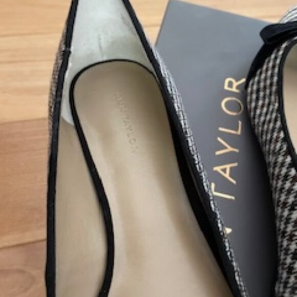 Ann Taylor Modern Plaid Patricia Bow Flats 7M - Picture 7 of 10